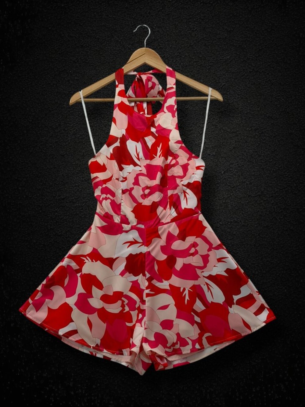 Lulus Disco Hawaiian Tropical Floral Bow Back Mini Romper XS - Picture 6 of 7